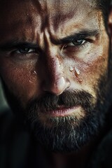 Obraz premium Intense Portrait of a Bearded Man