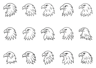 Eagles head hand drawing line art vector illustration design