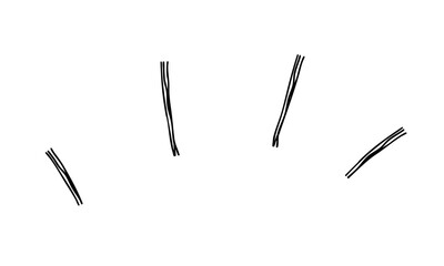 4本線の漫符の手描き線画アイコン 複数の線が重なったモノクロのベクターイラスト