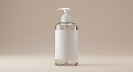 Empty clear bottle with blank label.