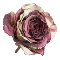Fototapeta premium Dried rose with faded colors showing texture an isolated on transparent background