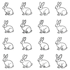set of Rabbit line art vector illustration design