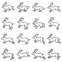 Jumping Rabbit line art vector illustration bundle design
