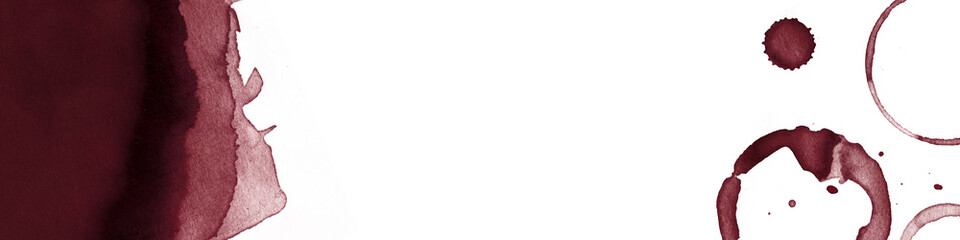 Fototapeta premium Watercolor burgundy red background - wine color stain on natural paper texture for winery banner, vineyard poster, bar or shop flyer, organic wine label design