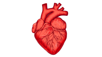 Realistic Heart Anatomy Illustration, Cut Out Transparent