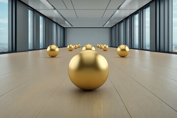 A dreamlike HR meeting where employee achievements materialize as floating, golden orbs