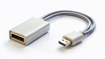 Fototapeta premium Vintage Style Photo: Mini DisplayPort to HDMI Adapter Cable on White Background