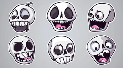 Cartoon Skulls with Various Expressions