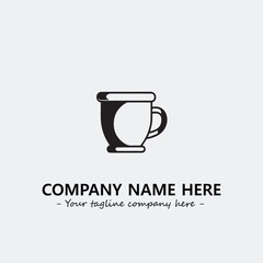 Cup illustration black and white for logo company vector image
