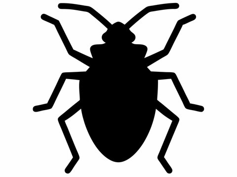 recommend clip art: Stink Bug Silhouette Black and White - Vector Pest Icon. Brown Marmorated Stink Bug Outline