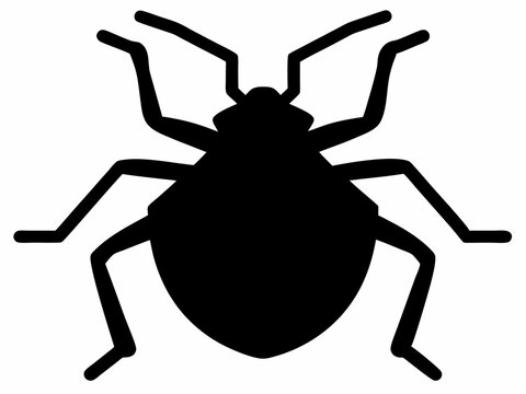 recommend clip art: Stink Bug Silhouette Black and White - Vector Pest Icon. Brown Marmorated Stink Bug Outline