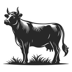 Cow farm animal black logo silhouette vector