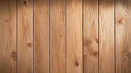 Fototapeta premium Wood planks arranged vertically, showing grain, texture, and color variations. Warm and natural appearance