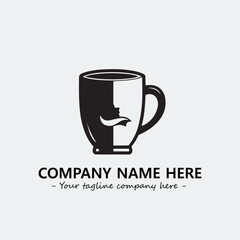 Cup illustration black and white for logo company vector image
