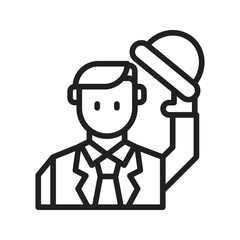 Obraz premium Elegant Man Saluting icon vector image. Suitable for mobile apps, web apps and print media.