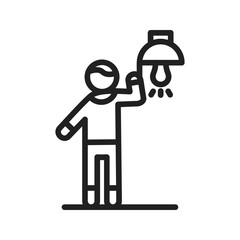 Man Turning Light On icon vector image. Suitable for mobile apps, web apps and print media.