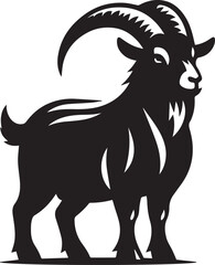 High-Quality Black & White Goat Vector