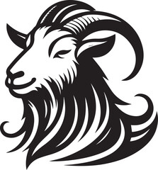 High-Quality Black & White Goat Vector