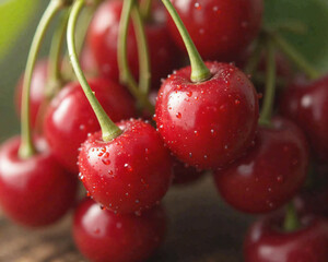 Perfect Fresh Cherry Photography &ndash; Food Advertising Image with Ripe, Juicy, Organic Cherries, Natural Lighting, and Rich Color for Commercial Use