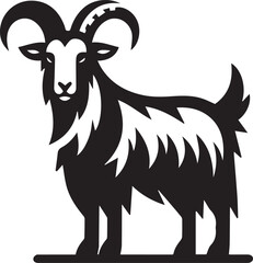 High-Quality Black & White Goat Vector