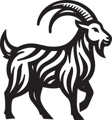 High-Quality Black & White Goat Vector