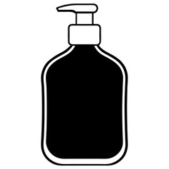 Liquid Soap Bottle Icon  Monochrome Silhouette, White Background.
