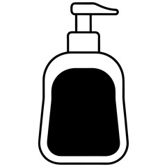 Download Liquid Soap Bottle Vector Silhouette on White.