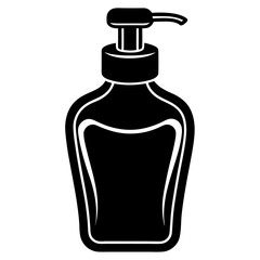Liquid Soap Bottle Silhouette Vector Icon White Background
