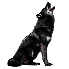Black Wolf Howling With Intensity While Perched in a Confident Posture During Twilight Hours in a Natural Setting