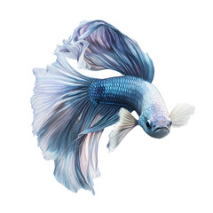 Vibrant Blue Betta Fish Gracefully Swimming With Flowing Fins and Intricate Scales