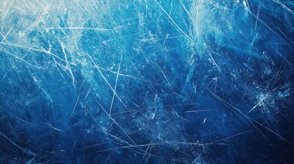 A copy space image featuring the textured blue surface of an ice rink showcasing scratches from skating and hockey.