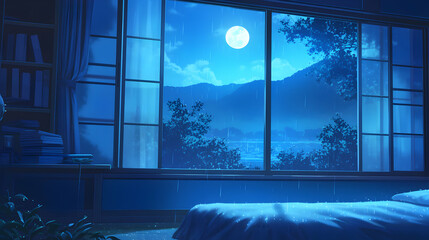 Rainy Night Room Illustration