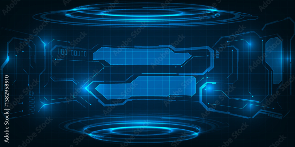 Poster abstract futuristic digital technology stage and background and science fiction concepts.