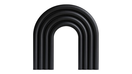 Isolated arched black frame structure, cutout transparent