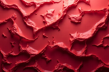 Textured red artwork abstract design wall decoration modern interior close-up view creativity