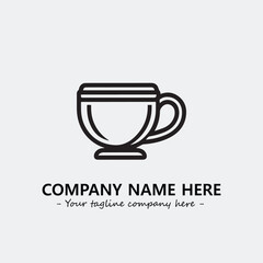 Cup illustration black and white for logo company vector image

