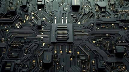 A detailed futuristic digital circuit board featuring intricate lines and patterns, showcasing advanced technology and complex design.