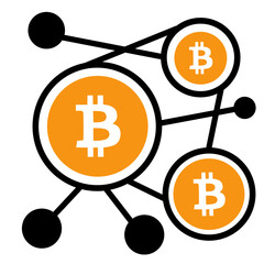 Bitcoin Link and Blockhain system Illustration 