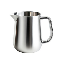 Sleek and Modern Stainless Steel Milk Frothing Jug with a Comfortable Handle for Coffee and Beverage Preparation