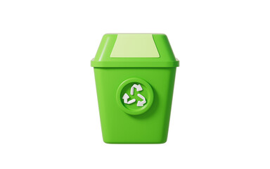 Cartoon trash can with a recyclable logo, garbage sorting, Environmental protection concept, 3d rendering.