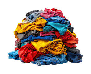 Sorting and organizing laundry pile at home action isolated on transparent background, png