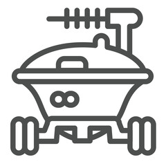 Soviet union lunar rover line icon, cosmos concept. Vector graphics. Moon planet surface exploration, vehicle sign on white background, outline style icon for mobile or web design.