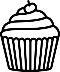 Cake and Dessert Icons – Cupcake and Sweet Dessert Sketch Illustrations