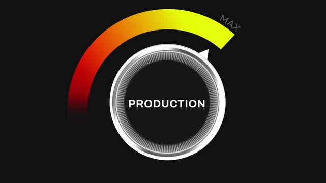 Maximum Production concept with node turning full, 4k animation. Industrial concept, business, growth