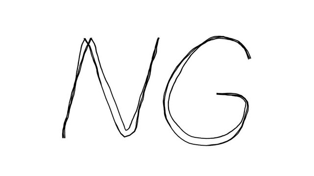 NGの文字落書き線画イラスト 線が動く手描きのアイコン動画 ループする4Kアニメーション