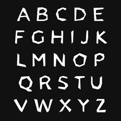 Paper cut out font. English alphabet made of paper letters. Vector illustration.