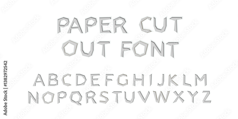 Fototapete paper cut out font with shadows. english alphabet made of paper letters with cut out effect. vector 