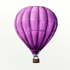 Naklejka premium Purple Watercolor Hot Air Balloon Illustration