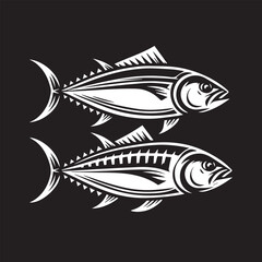 High-Quality Black and White Tuna Fish Vector Illustration – Perfect for Tuna Fish Day