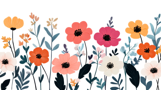 Elegant botanical floral arrangement design background , cut out transparent